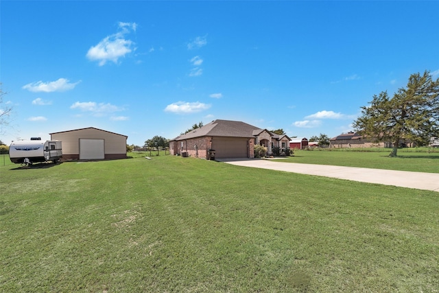 view of yard featuring a garage