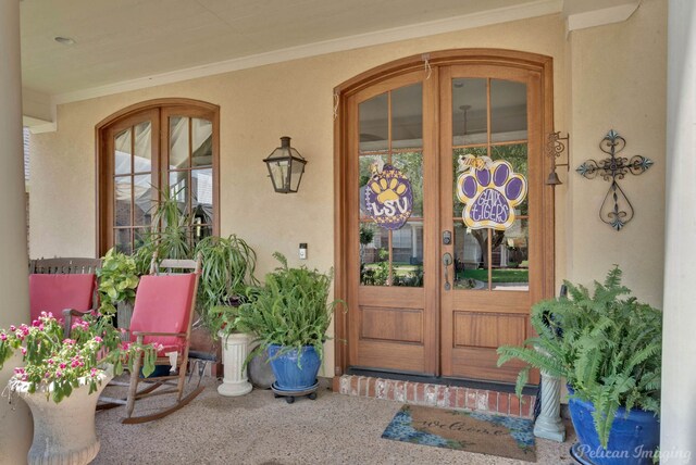 property entrance with french doors