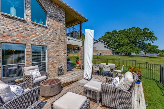 view of patio / terrace featuring outdoor lounge area, a balcony, and a deck