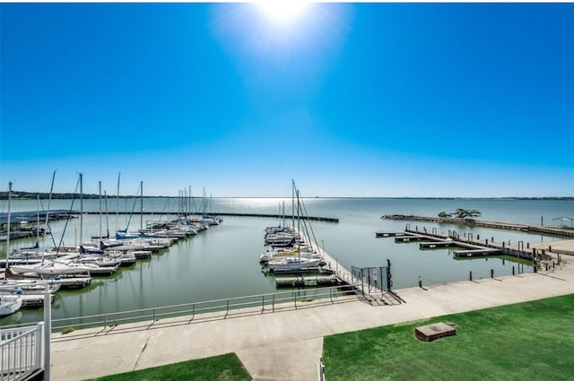 view of dock featuring a water view