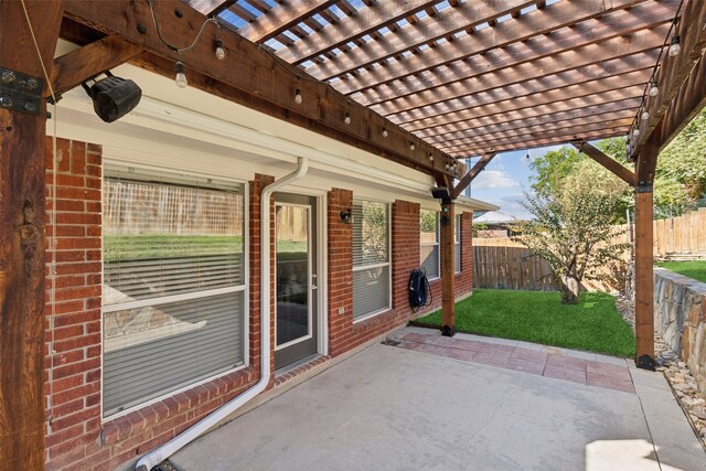 view of patio / terrace featuring a pergola