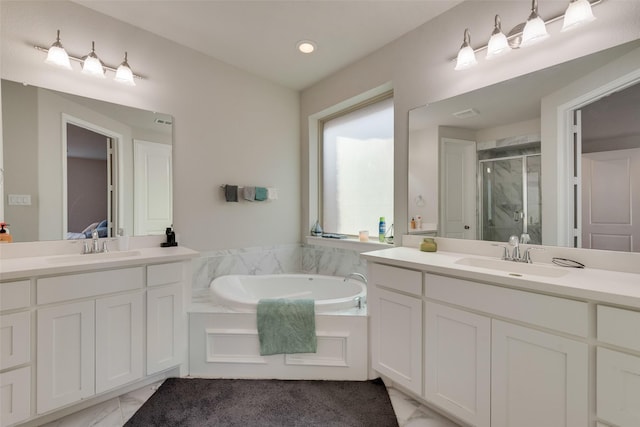 7049 Tree Stand Pt, Little Elm, TX 76227 - bathroom with vanity and plus walk in shower