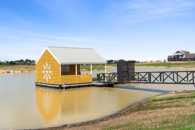 view of dock featuring a water view