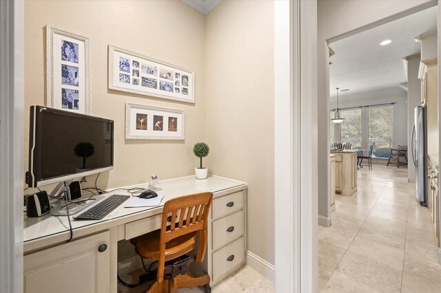 office with light tile patterned flooring