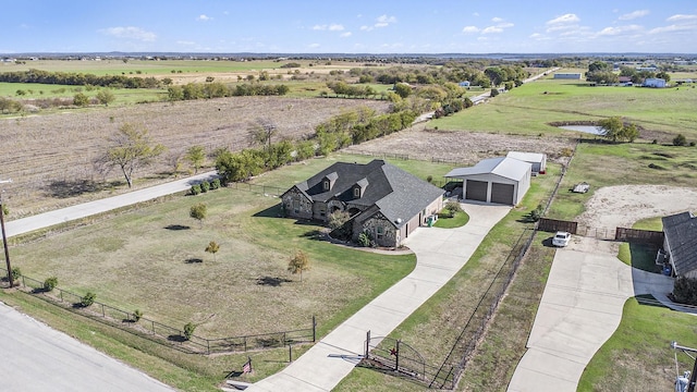 drone / aerial view with a rural view