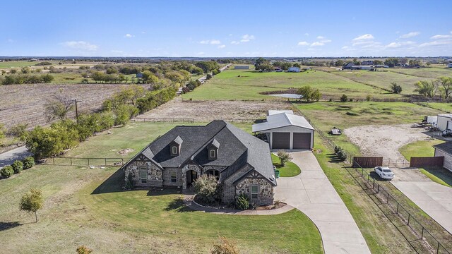 drone / aerial view with a rural view