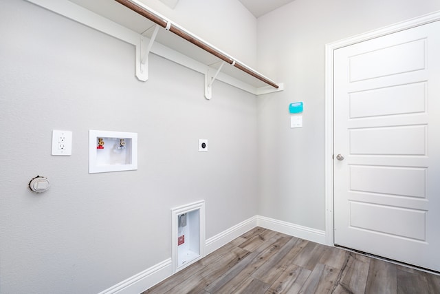 washroom featuring electric dryer hookup, light wood-type flooring, and hookup for a washing machine