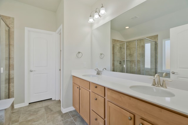 bathroom with separate shower and tub