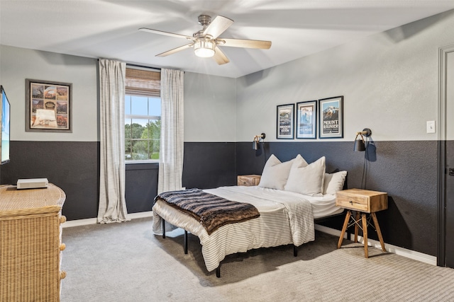 bedroom with carpet flooring and ceiling fan