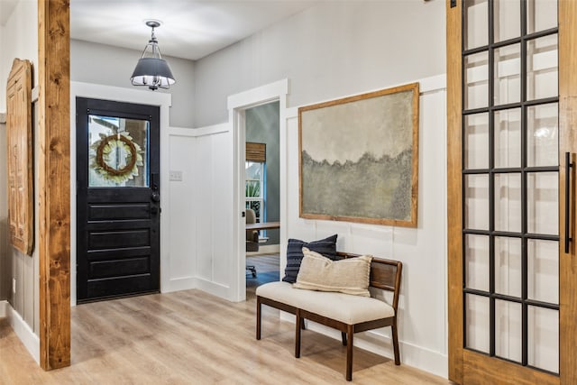 entrance foyer with light wood-type flooring