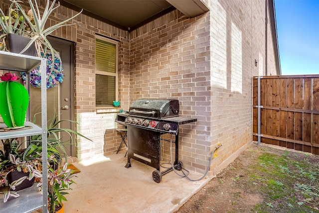 view of patio with area for grilling