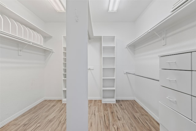 walk in closet featuring light hardwood / wood-style flooring