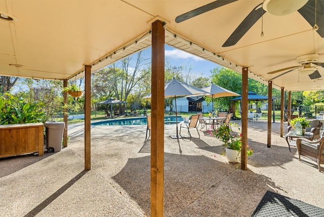 view of patio with ceiling fan