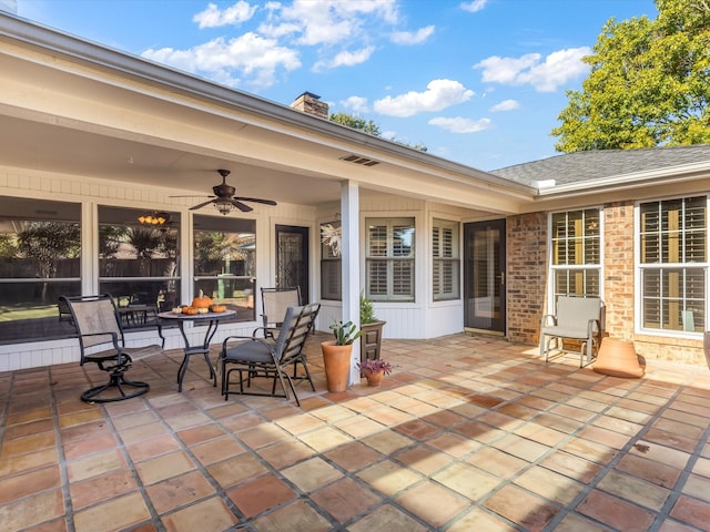 view of patio / terrace featuring ceiling fan