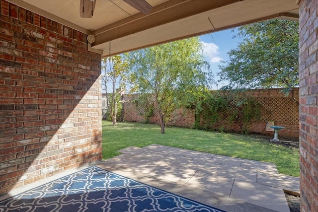 view of patio / terrace with ceiling fan