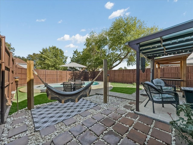 view of patio featuring a fenced backyard