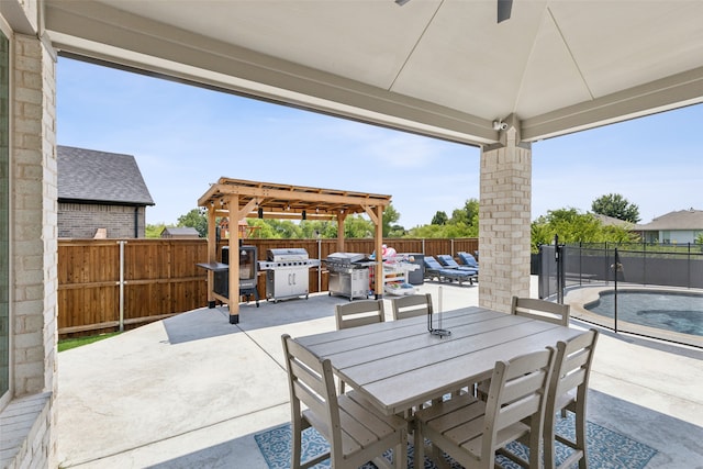 view of patio / terrace featuring a fenced in pool