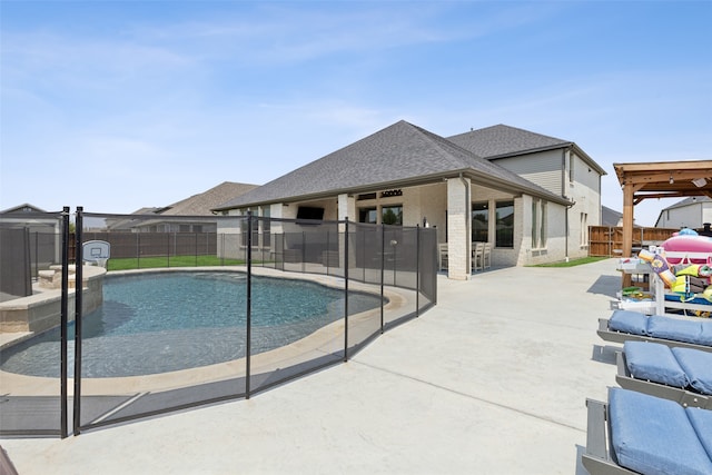 view of swimming pool with a patio