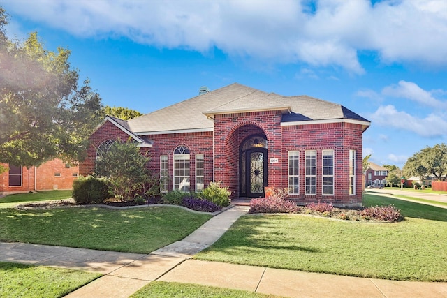 view of front facade with a front lawn