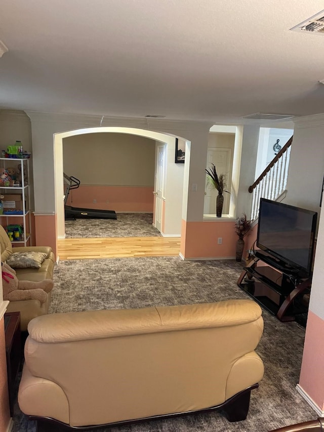 living room featuring light wood-type flooring