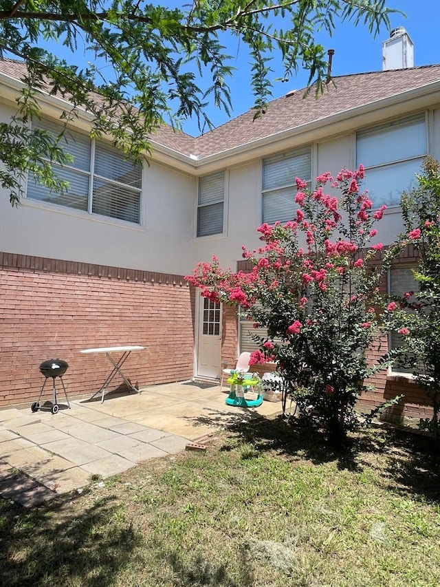 back of house featuring a patio area and a yard