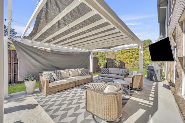 view of patio / terrace featuring a grill and an outdoor hangout area