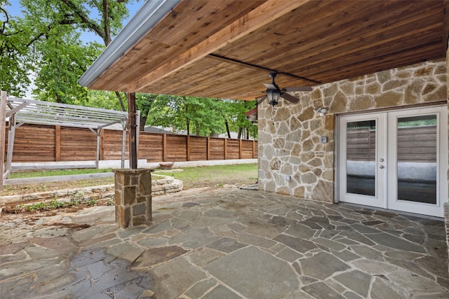 view of patio / terrace featuring french doors