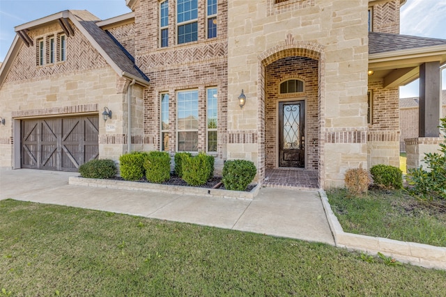 entrance to property featuring a garage