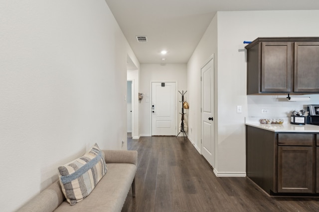 hall featuring dark hardwood / wood-style floors