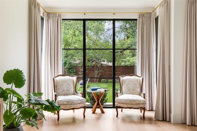 living area featuring light wood-type flooring