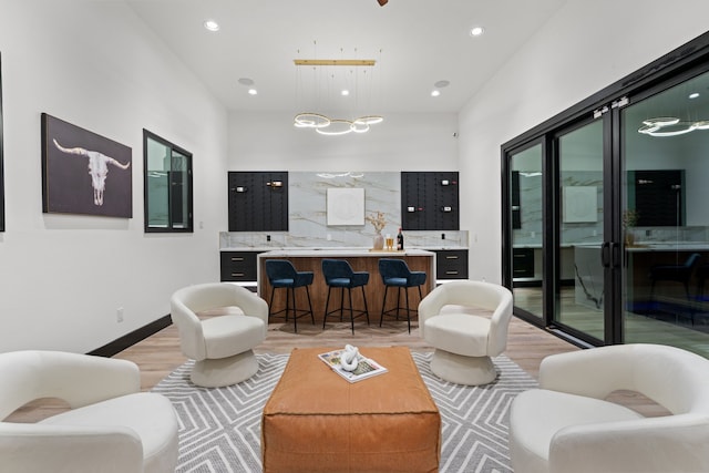 living room featuring light hardwood / wood-style floors