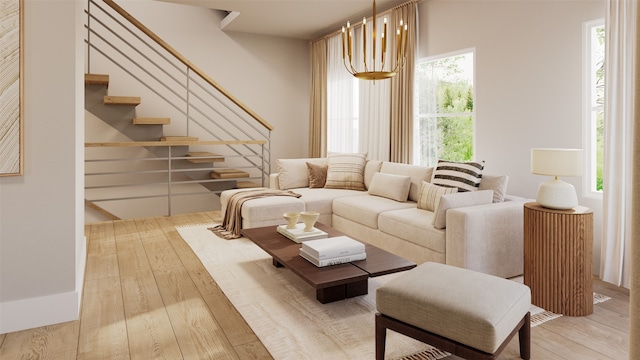 living room featuring light hardwood / wood-style floors