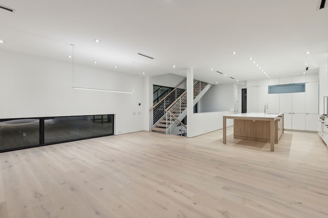 interior space with light hardwood / wood-style flooring