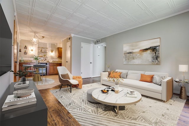 living room with light wood-type flooring