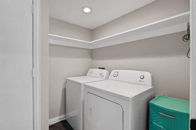 washroom featuring washer and dryer