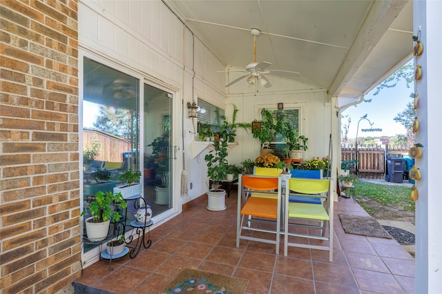 view of patio / terrace featuring ceiling fan