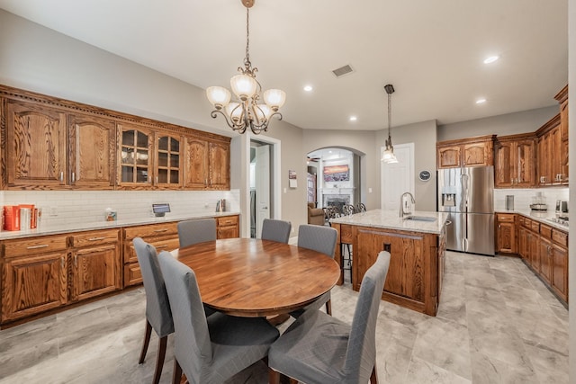 dining room featuring sink