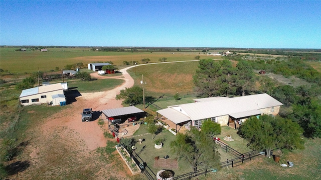 aerial view featuring a rural view