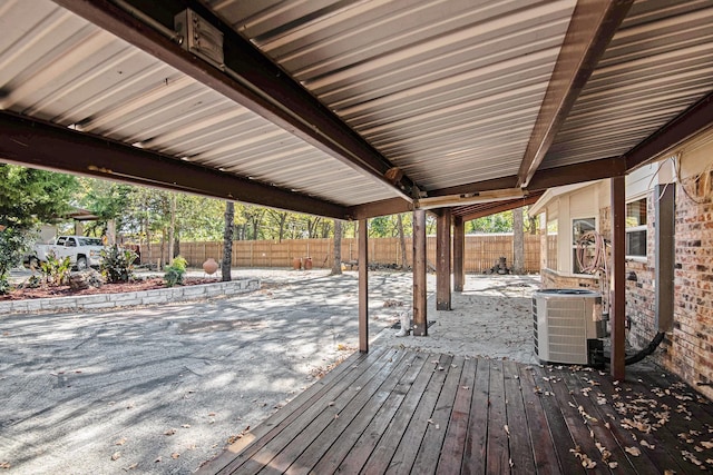 wooden deck with central AC and a patio area