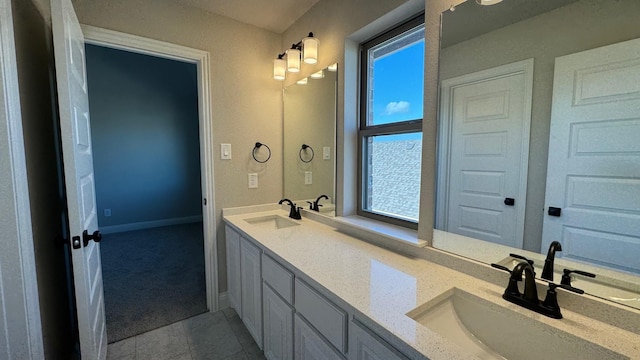 11817 Serval St, Godley, TX 76044 - full bath featuring double vanity, tile patterned flooring, and baseboards