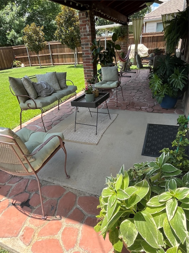 view of patio with an outdoor living space