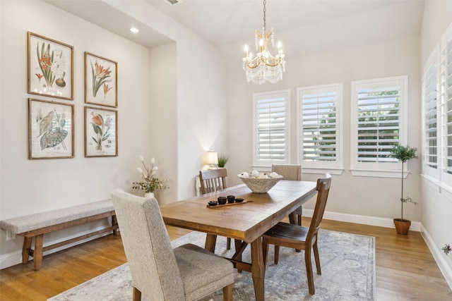2005 Tremont Blvd, Mckinney, TX 75071 - dining space with a chandelier, light wood finished floors, baseboards, and recessed lighting