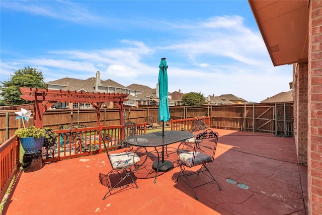 view of patio / terrace featuring a pergola