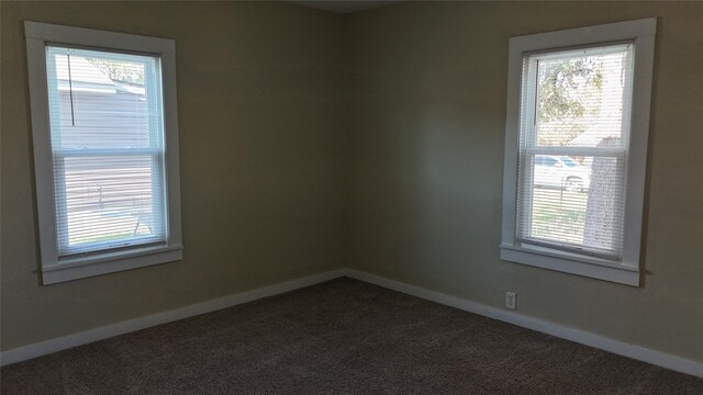 unfurnished room featuring carpet floors and plenty of natural light