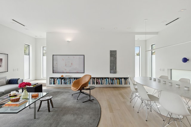 living room featuring light hardwood / wood-style flooring and plenty of natural light