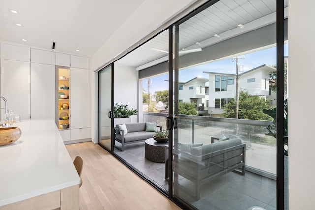 doorway to outside featuring light hardwood / wood-style flooring