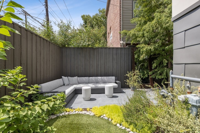 view of patio / terrace featuring an outdoor living space