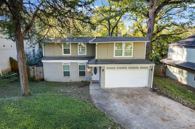 front facade with a garage