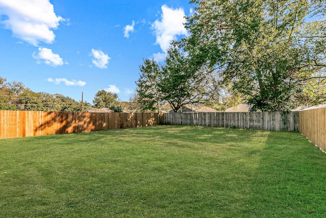 view of yard with a fenced backyard