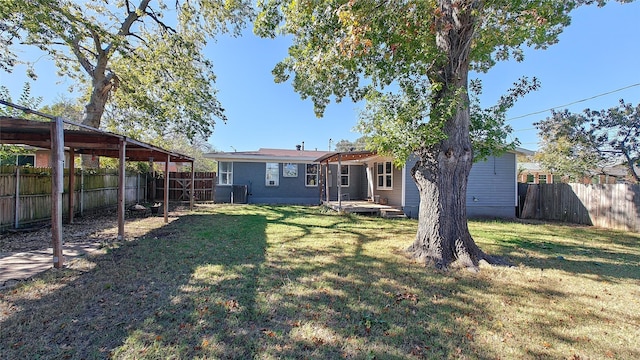 view of yard featuring a wooden deck